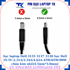 Sạc laptop Dell 3135 3137 3138 Sạc Dell 19.5V-2.31A/3.34A/4.62A-45W/65W/90W chân kim nhỏ(4.5mm*3.0mm)