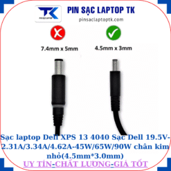 Sạc laptop Dell XPS 13 4040 Sạc Dell 19.5V-2.31A/3.34A/4.62A-45W/65W/90W chân kim nhỏ(4.5mm*3.0mm)