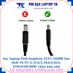 Sạc laptop Dell Inspiron 5515 5468B Sạc Dell 19.5V-2.31A/3.34A/4.62A-45W/65W/90W chân kim nhỏ(4.5mm*3.0mm):