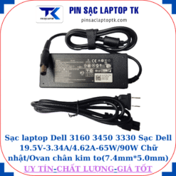 Sạc Dell 3160 3450 3330 Sạc Dell 19.5V-3.34A/4.62A-65W/90W Chữ nhật/Ovan chân kim to(7.4mm*5.0mm), sạc 90W
