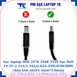 Sạc laptop Dell 3576 3568 3559 Sạc Dell 19.5V-2.31A/3.34A/4.62A-45W/65W/90W chân kim nhỏ(4.5mm*3.0mm)
