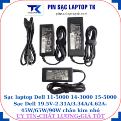 Sạc Dell 11-5000 14-3000 15-5000 Sạc Dell 19.5V-2.31A/3.34A/4.62A-45W/65W/90W chân kim nhỏ(4.5mm*3.0mm)