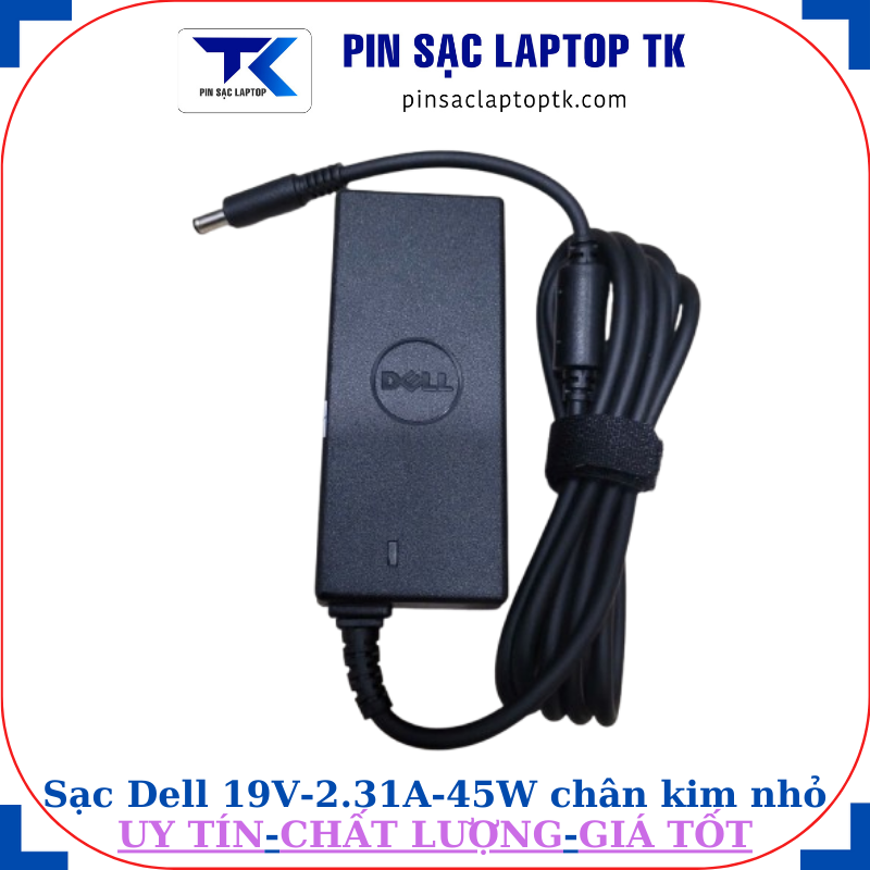 Sạc laptop Dell 19.5V 2.31A 45Wchân kim nhỏ 4.5mm*3.0mm, logo Dell