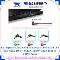 Sạc laptop Asus FX517ZR FX517ZM FX517ZE Sạc Asus 19.5V-9.23A-180W Chân kim to 6.0*3.7mm