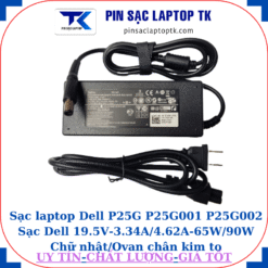 Sạc Dell P25G P25G001 P25G002 Sạc Dell 19.5V-3.34A/4.62A-65W/90W Chữ nhật/Ovan chân kim to(7.4mm*5.0mm), sạc dell 90W chữ nhật