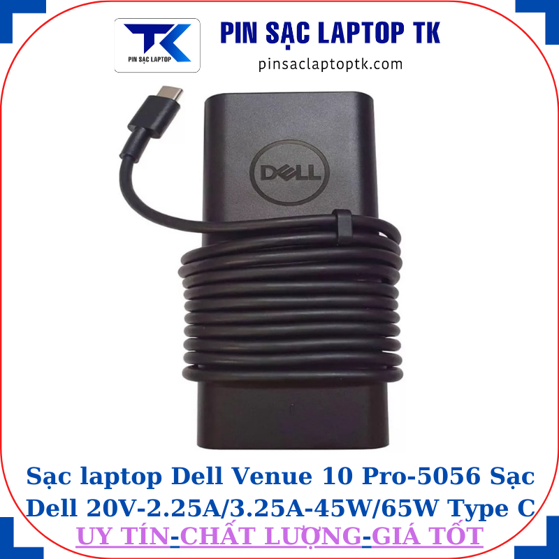 Sạc Dell Venue 10 Pro-5056 Sạc Dell 20V-2.25A/3.25A-45W/65W Type C, logo Dell