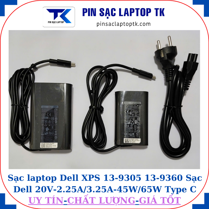 Sạc Dell XPS 13-9305 13-9360 Sạc Dell 20V-2.25A/3.25A-45W/65W Type C