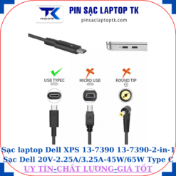 Sạc laptop Dell XPS 13-7390 13-7390-2-in-1 Sạc Dell 20V-2.25A/3.25A-45W/65W Type C