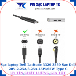 Sạc laptop Dell Latitude 3320 3550 Sạc Dell 20V-2.25A/3.25A-45W/65W Type C