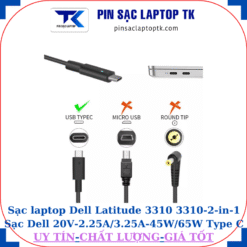 Sạc laptop Dell Latitude 3310 3310-2-in-1 Sạc Dell 20V-2.25A/3.25A-45W/65W Type C