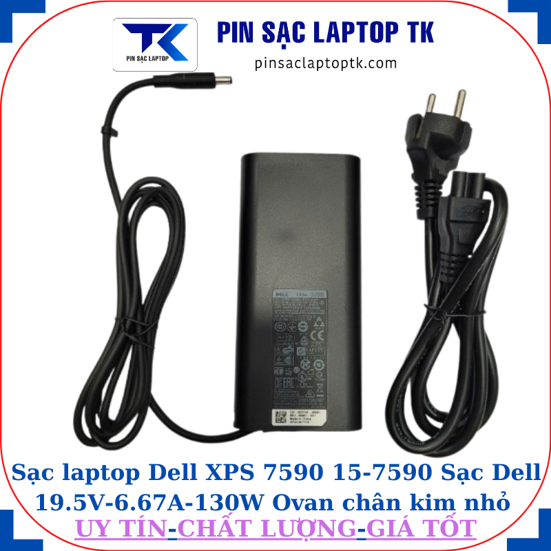 Sạc Dell XPS 7590 15-7590 Sạc Dell 19.5V-6.67A-130W Ovan chân kim nhỏ(4.5mm*3.0mm)