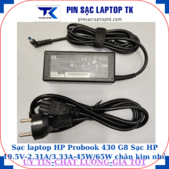 Sạc HP Probook 430 G8 Sạc HP 19.5V-2.31A/3.33A-45W/65W chân kim nhỏ màu xanh(4.5mm*3.0mm), sạc 65W