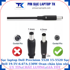 Sạc laptop Dell Precision 5510 15-5510 Sạc Dell 19.5V-6.67A-130W Ovan chân kim nhỏ(4.5mm*3.0mm)