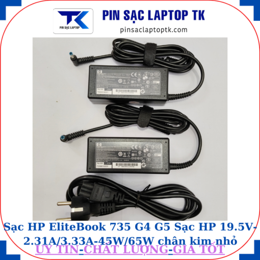 Sạc laptop HP EliteBook 735 G4 G5 Sạc HP 19.5V-2.31A/3.33A-45W/65W chân kim nhỏ màu xanh(4.5mm*3.0mm)