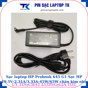 Sạc HP Probook 645 G1 Sạc HP 19.5V-2.31A/3.33A-45W/65W chân kim nhỏ màu xanh(4.5mm*3.0mm), sạc 45W