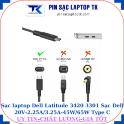 Sạc laptop Dell Latitude 3420 3301 Sạc Dell 20V-2.25A/3.25A-45W/65W Type C