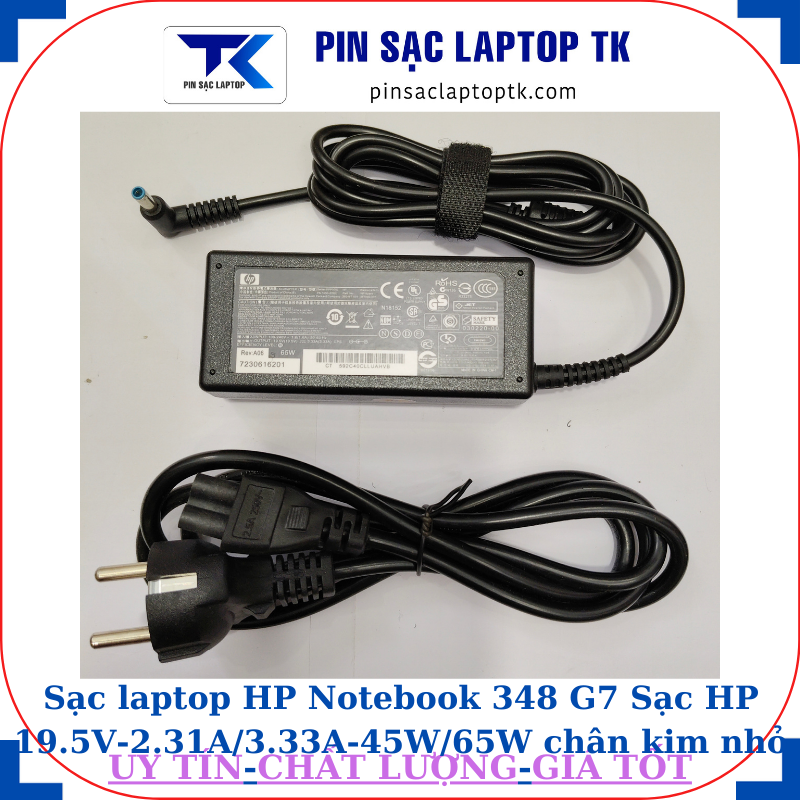 Sạc HP Notebook 348 G7 Sạc HP 19.5V-2.31A/3.33A-45W/65W chân kim nhỏ màu xanh(4.5mm*3.0mm), sạc 65W