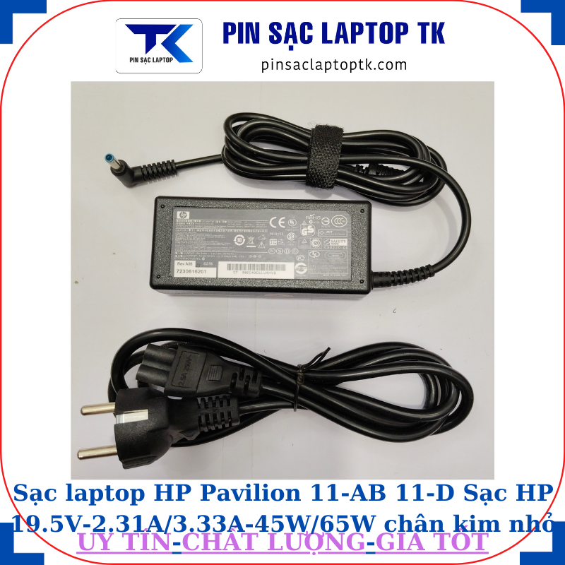 Sạc HP Pavilion 11-AB 11-D Sạc HP 19.5V-2.31A/3.33A-45W/65W chân kim nhỏ màu xanh(4.5mm*3.0mm), sạc 65W