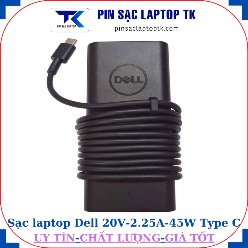 Sạc laptop Dell 20V 2.25A 45W Type C, logo Dell