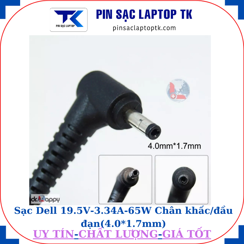 Sạc laptop Dell 19.5V 4.62A 90W Chân khấc đầu đạn(4.0*1.7mm)