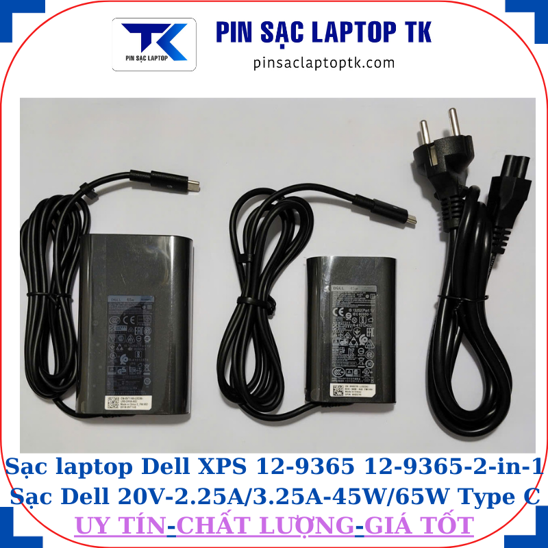 Sạc Dell XPS 12-9360 12-9250 Sạc Dell 20V-2.25A/3.25A-45W/65W Type C