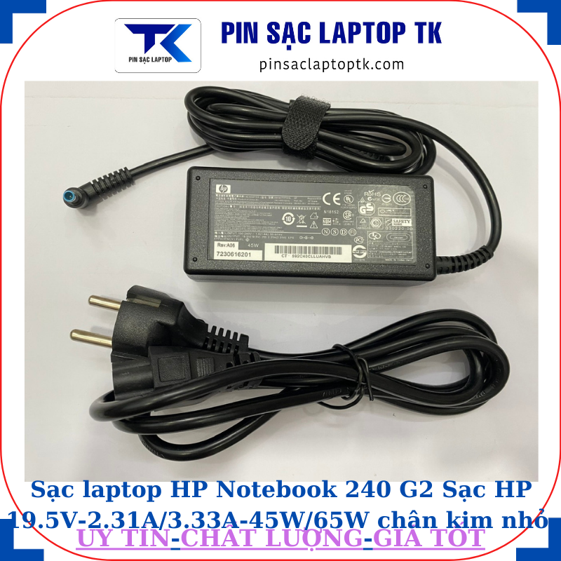 Sạc HP Notebook 240 G2 Sạc HP 19.5V-2.31A/3.33A-45W/65W chân kim nhỏ màu xanh(4.5mm*3.0mm), sạc 45W