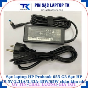 Sạc HP Probook 655 G3 Sạc HP 19.5V-2.31A/3.33A-45W/65W chân kim nhỏ màu xanh(4.5mm*3.0mm), sạc 65W