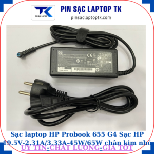 Sạc HP Probook 655 G4 Sạc HP 19.5V-2.31A/3.33A-45W/65W chân kim nhỏ màu xanh(4.5mm*3.0mm), sạc 45W
