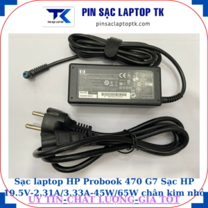 Sạc HP Probook 470 G7 Sạc HP 19.5V-2.31A/3.33A-45W/65W chân kim nhỏ màu xanh(4.5mm*3.0mm), sạc 45W