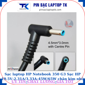 Sạc laptop HP Notebook 350 G3 Sạc HP 19.5V-2.31A/3.33A-45W/65W chân kim nhỏ màu xanh(4.5mm*3.0mm)