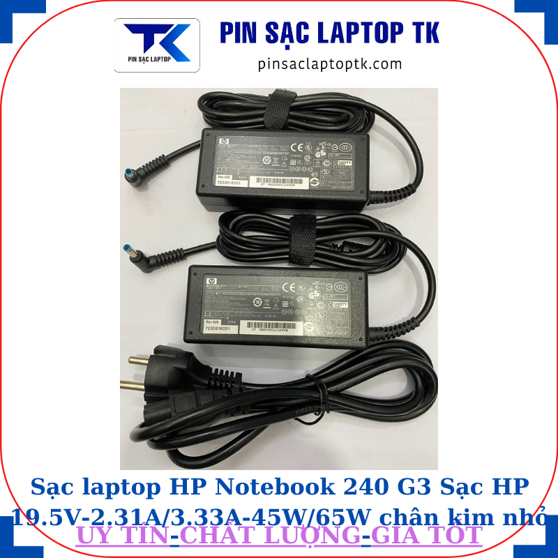 Sạc HP Notebook 240 G3 Sạc HP 19.5V-2.31A/3.33A-45W/65W chân kim nhỏ màu xanh(4.5mm*3.0mm)