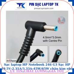 Sạc laptop HP Notebook 246 G3 Sạc HP 19.5V-2.31A/3.33A-45W/65W chân kim nhỏ màu xanh(4.5mm*3.0mm)
