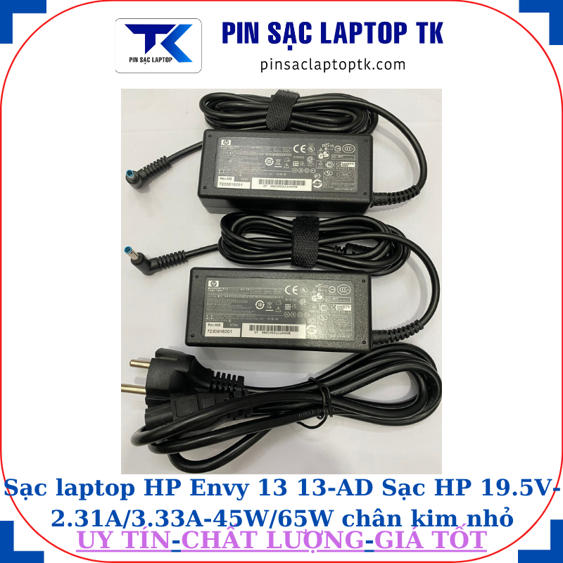 Sạc HP Envy 13 13-AD Sạc HP 19.5V-2.31A/3.33A-45W/65W chân kim nhỏ màu xanh(4.5mm*3.0mm)