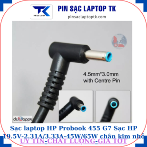 Sạc laptop HP Probook 455 G7 Sạc HP 19.5V-2.31A/3.33A-45W/65W chân kim nhỏ màu xanh(4.5mm*3.0mm)