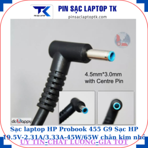 Sạc laptop HP Probook 455 G9 Sạc HP 19.5V-2.31A/3.33A-45W/65W chân kim nhỏ màu xanh(4.5mm*3.0mm)