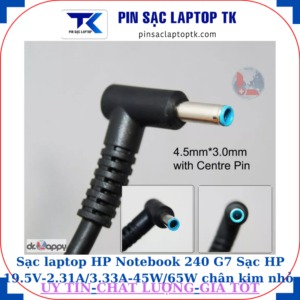 Sạc laptop HP Notebook 240 G7 Sạc HP 19.5V-2.31A/3.33A-45W/65W chân kim nhỏ màu xanh(4.5mm*3.0mm)