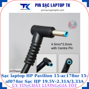 Sạc laptop HP Pavilion 15-ac178nr 15-af074nr Sạc HP 19.5V-2.31A/3.33A-45W/65W chân kim nhỏ màu xanh(4.5mm*3.0mm)