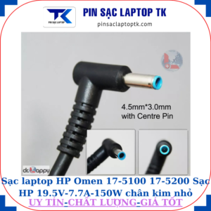 Sạc laptop HP Omen 17-5100 17-5200 Sạc HP 19.5V-7.7A-150W chân kim nhỏ màu xanh(4.5mm*3.0mm)