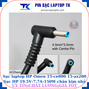 Sạc laptop HP Omen 15-ce000 15-ax200 Sạc HP 19.5V-7.7A-150W chân kim nhỏ màu xanh(4.5mm*3.0mm)