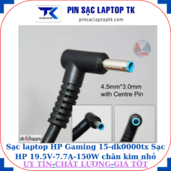 Sạc laptop HP Gaming 15-dk0000tx Sạc HP 19.5V-7.7A-150W chân kim nhỏ màu xanh(4.5mm*3.0mm)