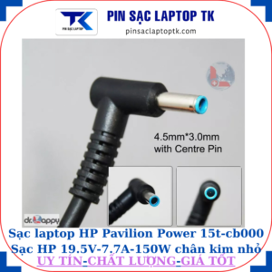 Sạc laptop HP Pavilion Power 15t-cb000 Sạc HP 19.5V-7.7A-150W chân kim nhỏ màu xanh(4.5mm*3.0mm)