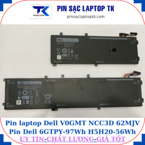 Pin laptop Dell V0GMT NCC3D 62MJV Pin Dell 6GTPY-97Wh H5H20-56Wh