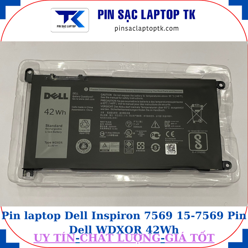 Pin Dell Inspiron 7569 15-7569 Pin Dell WDXOR 42Wh