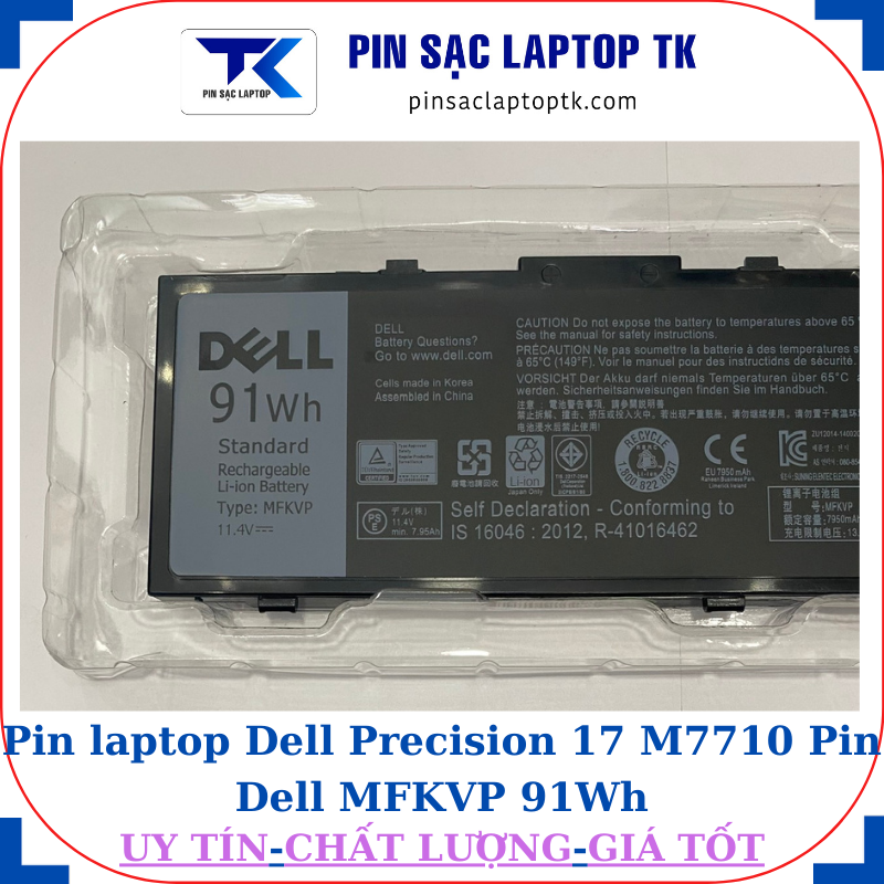 Pin Dell Precision 17 M7710 Pin Dell MFKVP 91Wh