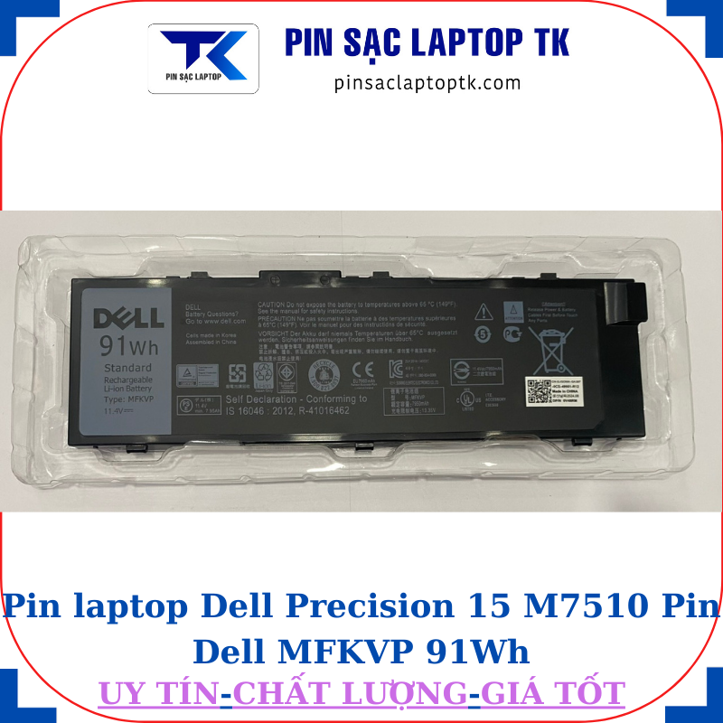 Pin Dell Precision 15 M7510 Pin Dell MFKVP 91Wh