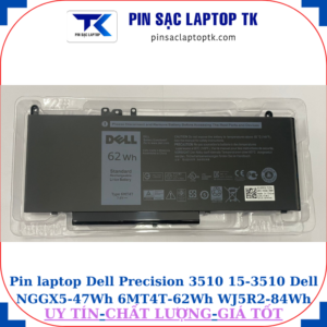 Pin Dell Precision 3510 15-3510 Pin Dell NGGX5-47Wh 6MT4T-62Wh WJ5R2-84Wh, pin 62Wh