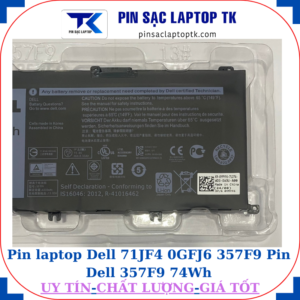 Pin Dell 71JF4 0GFJ6 357F9 Pin Dell 357F9 74Wh