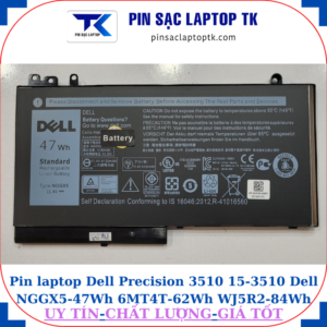 Pin Dell Precision 3510 15-3510 Pin Dell NGGX5-47Wh 6MT4T-62Wh WJ5R2-84Wh, pin 47Wh