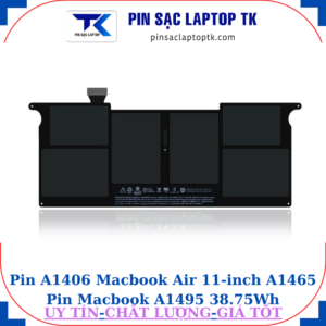 Pin A1406 dùng Macbook Air 11 inch A1465 Pin Macbook A1495 38.75Wh