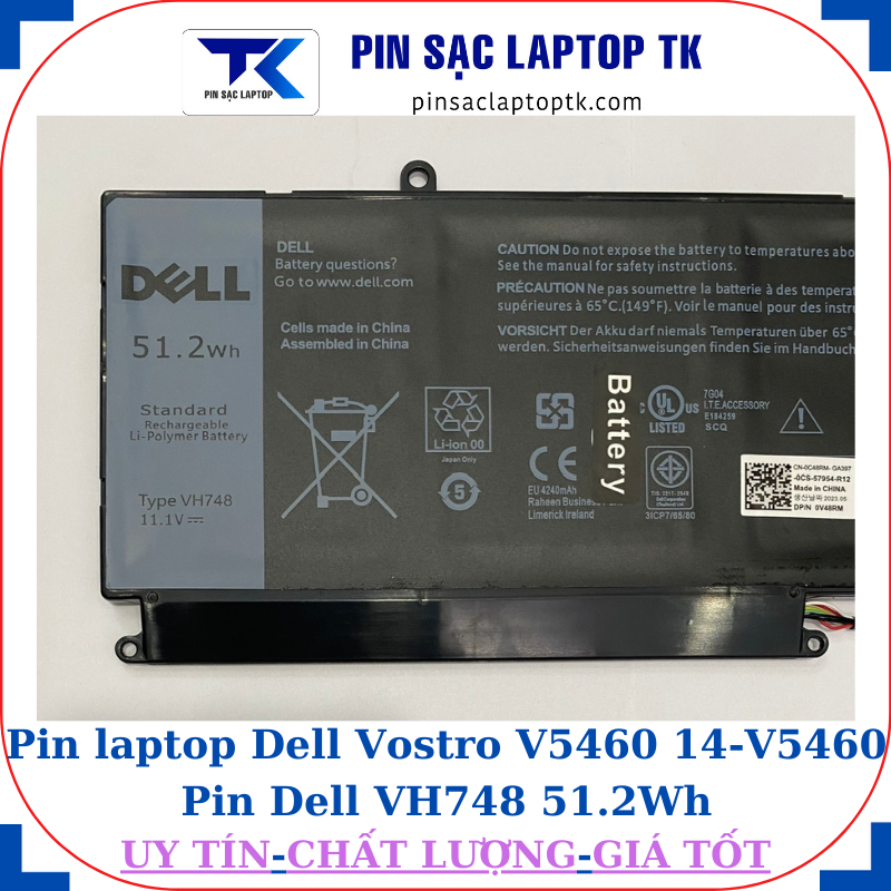 Pin Dell Vostro V5460 14-V5460 Pin Dell VH748 51.2Wh